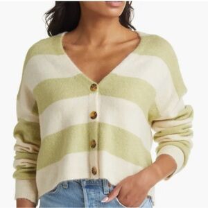 Billabong Sage and Cream Striped Cardigan